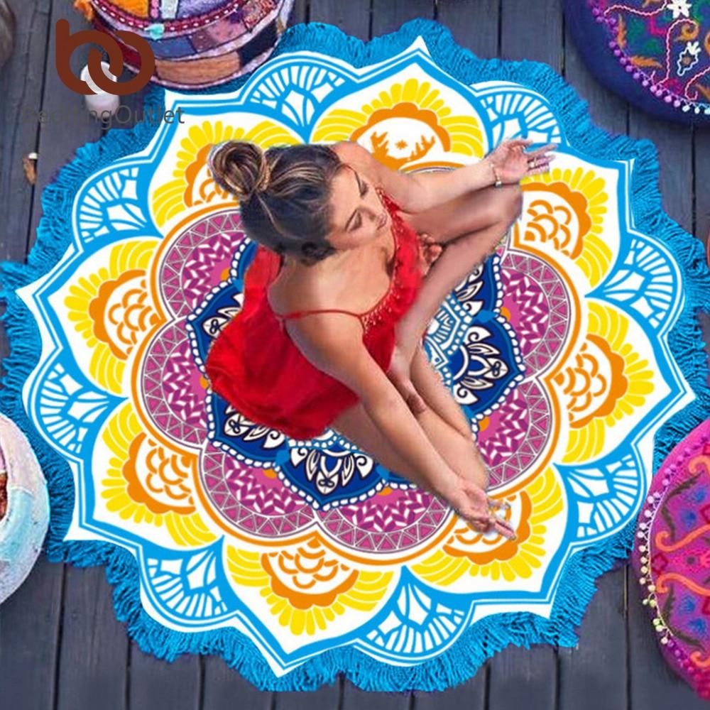 Mandala Sun Wheel: Rundes Boho-Strandtuch & Wandbehang