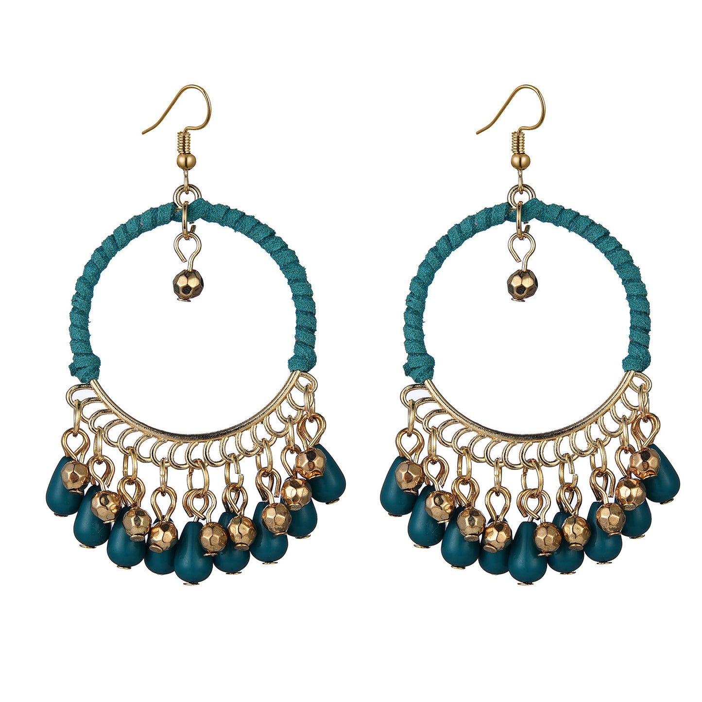 Silk Road: Handgewebte Boho-Creolen mit Tropfen-Tassels