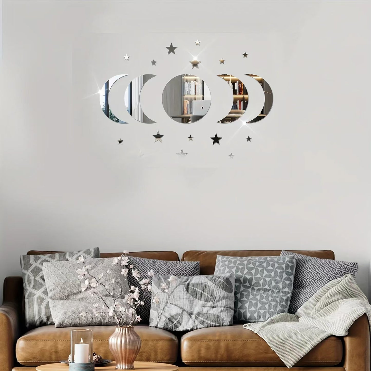 XXL Mondphasen & Sterne Spiegel-Set – 20-teilige Acryl Wanddeko für ein magisches Zuhause