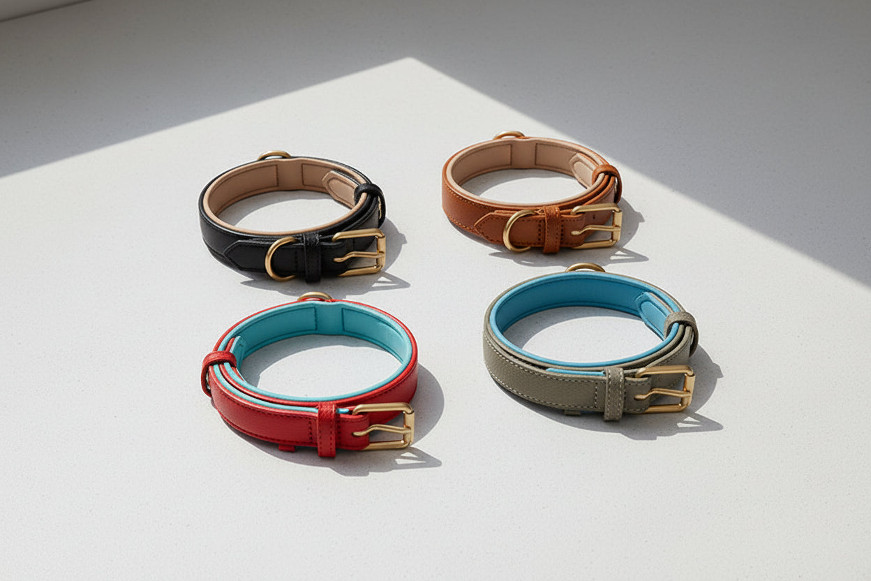 Modern Leather: Zweifarbiges Echtleder-Halsband
