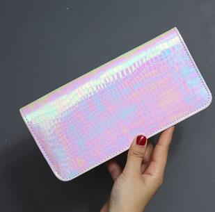 Holografische Boho-Clutch – Schimmerndes Lang-Portemonnaie mit Regenbogen-Effekt