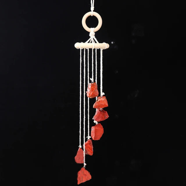 Naturstein-Windspiel "Boho Spirit" – Handgefertigter Chakra-Anhänger mit Rohsteinen für Fenster & Auto