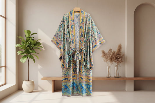 Urban Nomad: Bohemian Print-Robe mit Taillen-Tunnelzug