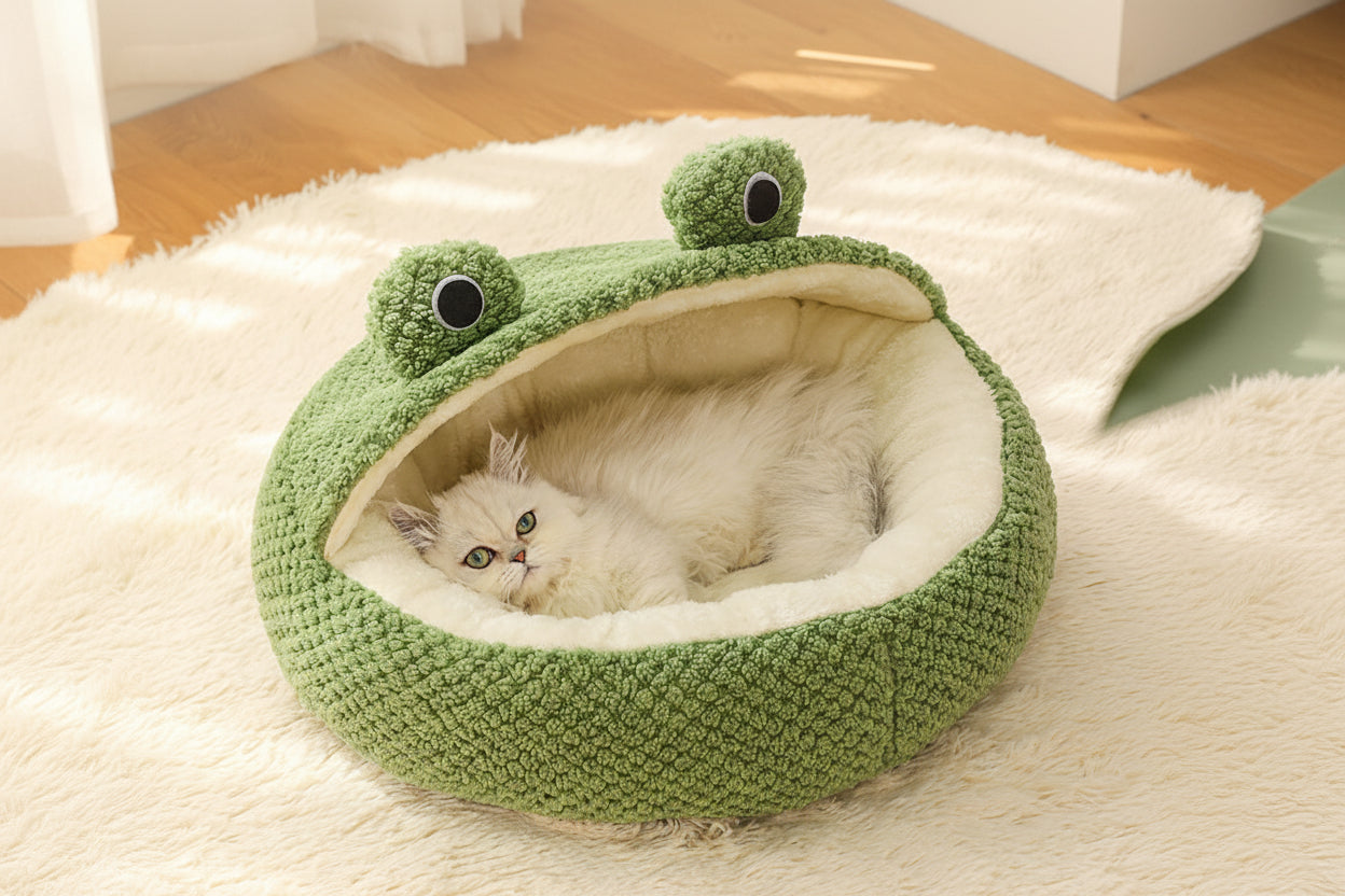 Froggy Hug: Kuscheliges Haustierbett im Frosch-Design