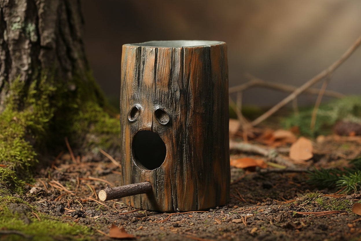 Wood Spirit – Rustikale Vogelfutterstation & Nest