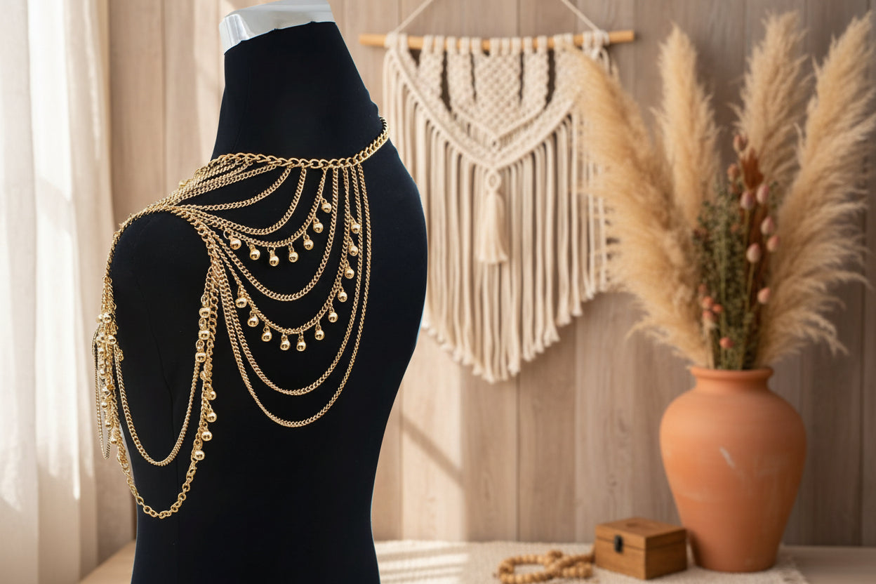 Boho-Street Multi-Layer Body Chain – Funkelnde Tassel-Vibes