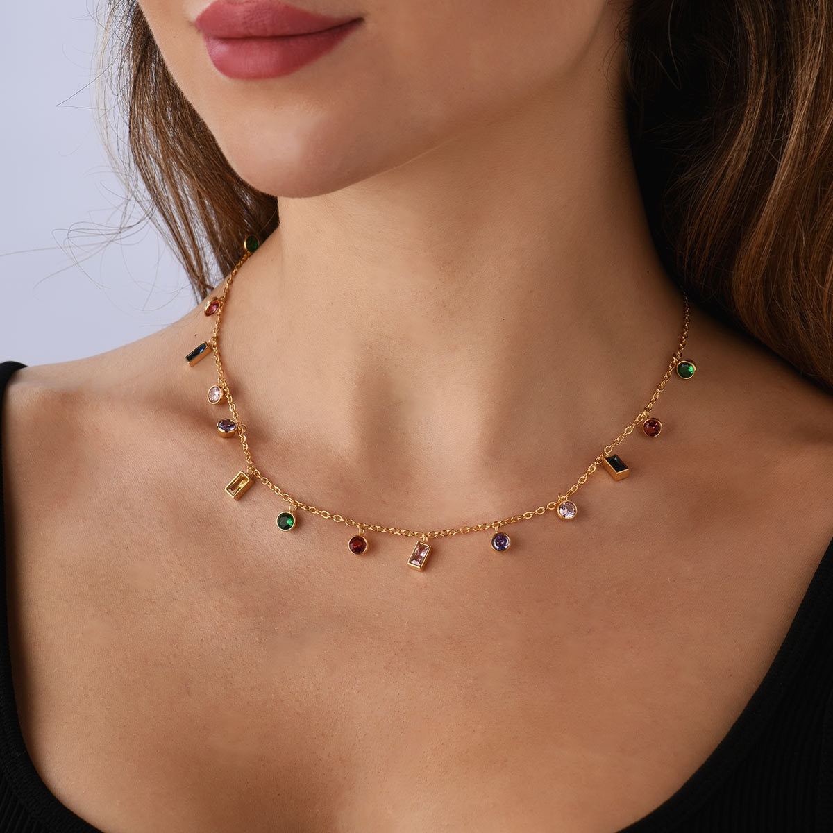 Rainbow Glow – Bunte Zirkonia-Halskette