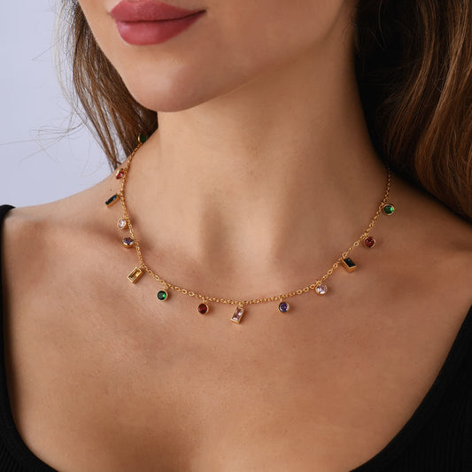 Rainbow Glow – Bunte Zirkonia-Halskette