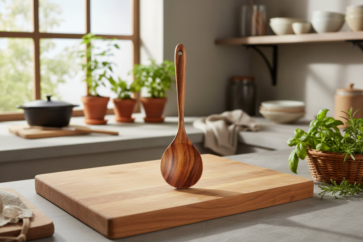 Teakholz Küchenhelfer-Set „Grand Gourmet“ – 9-teiliges Unikat aus Massivholz