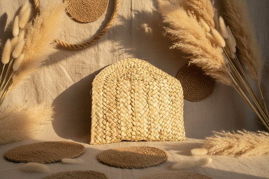 Summer Breeze: Handgeflochtene Boho-Clutch aus Naturstroh