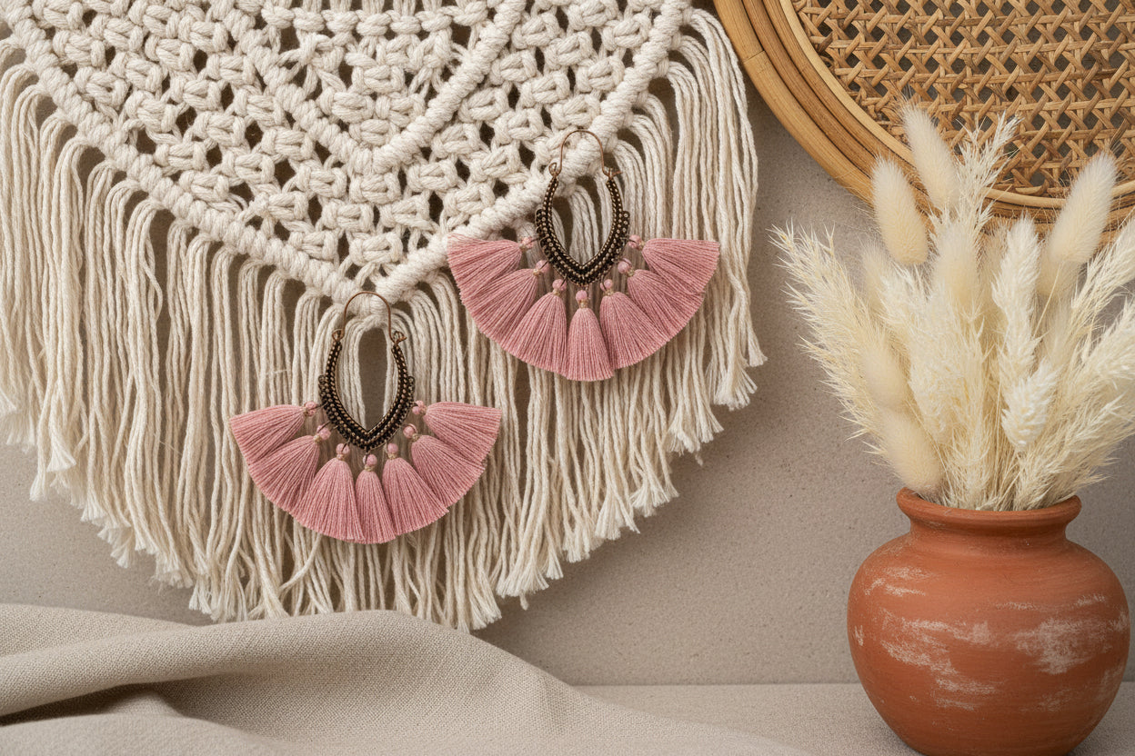 Fringe Fiesta: Vintage Boho-Ohrringe mit Fächer-Tassels
