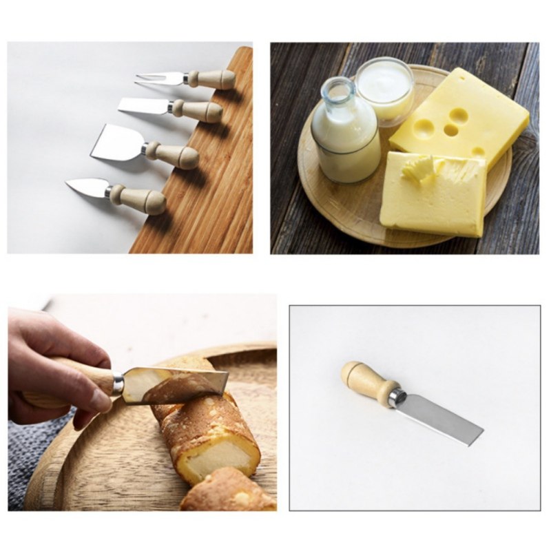 Golden Hour: 4-teiliges Käsemesser-Set mit Griffen aus echtem Bambus