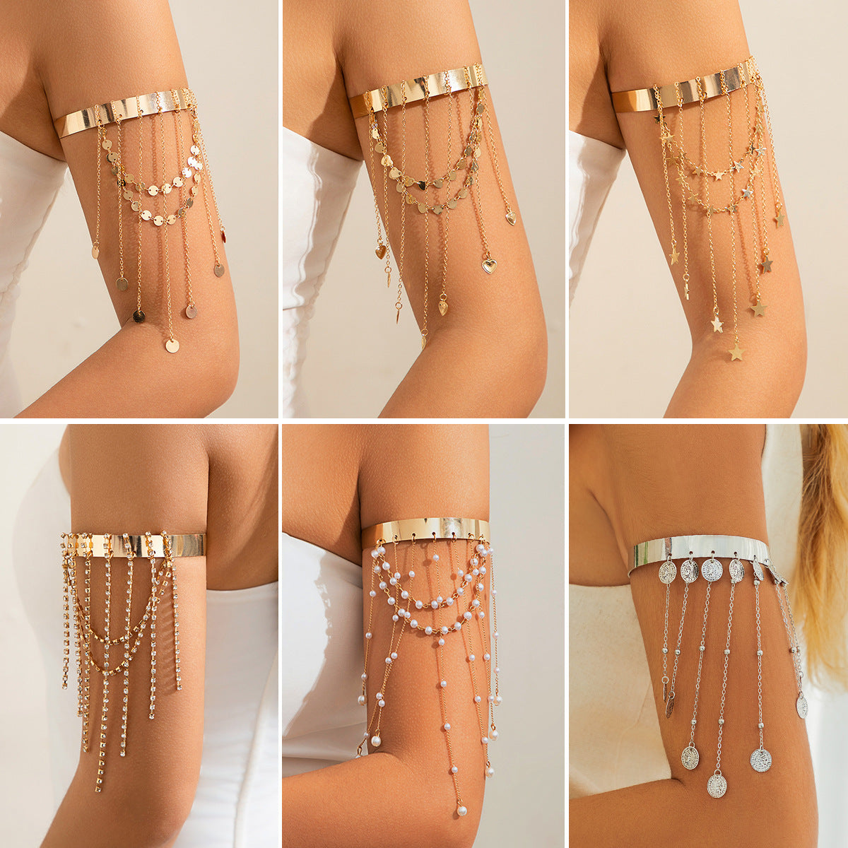 Goddess Aura: Bohemian Oberarm-Reifen & Tassel-Armketten