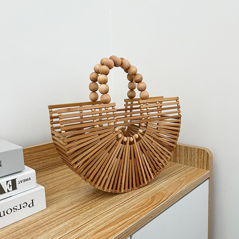 Sunkissed Circle – Handgewebte Stroh-Bag im Retro-Look