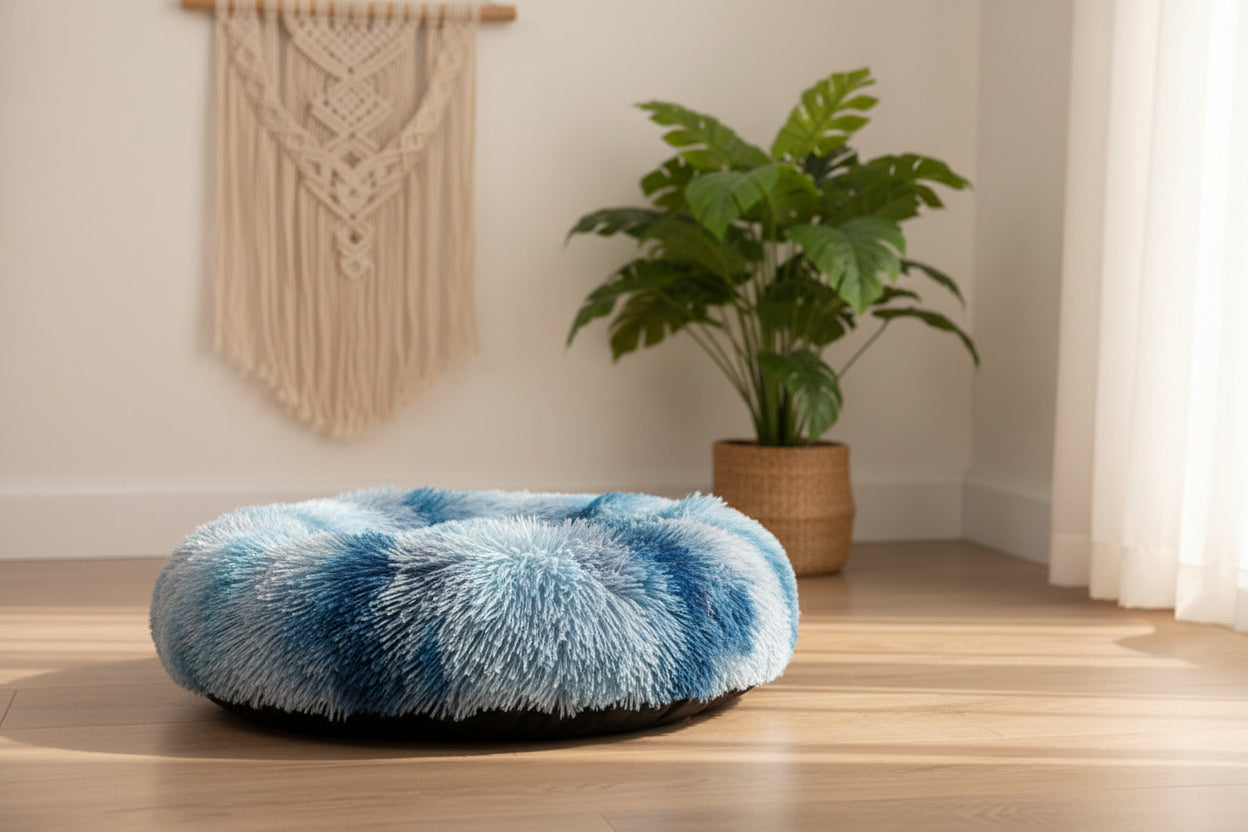 Wolkenplatz: Tie-Dye Kuschelbett für Hunde & Katzen