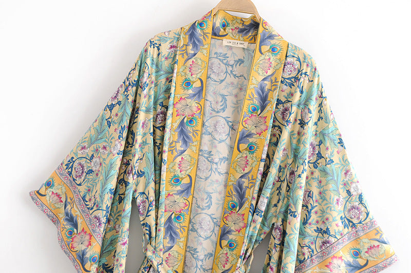 Urban Nomad: Bohemian Print-Robe mit Taillen-Tunnelzug