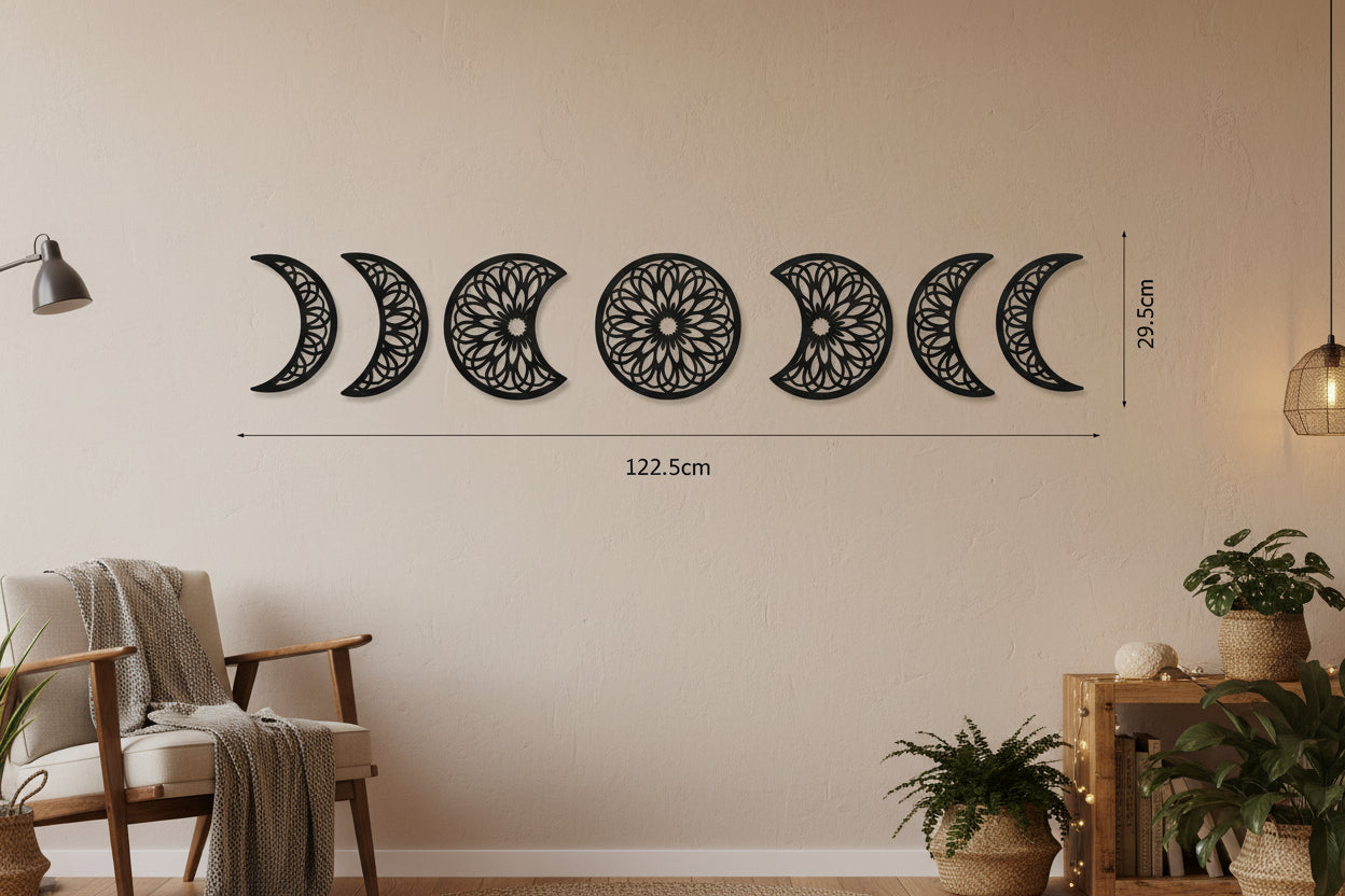 3D Mondphasen Spiegel-Wandsticker Set – Boho Wanddeko aus Acryl für Schlafzimmer & Wohnbereich