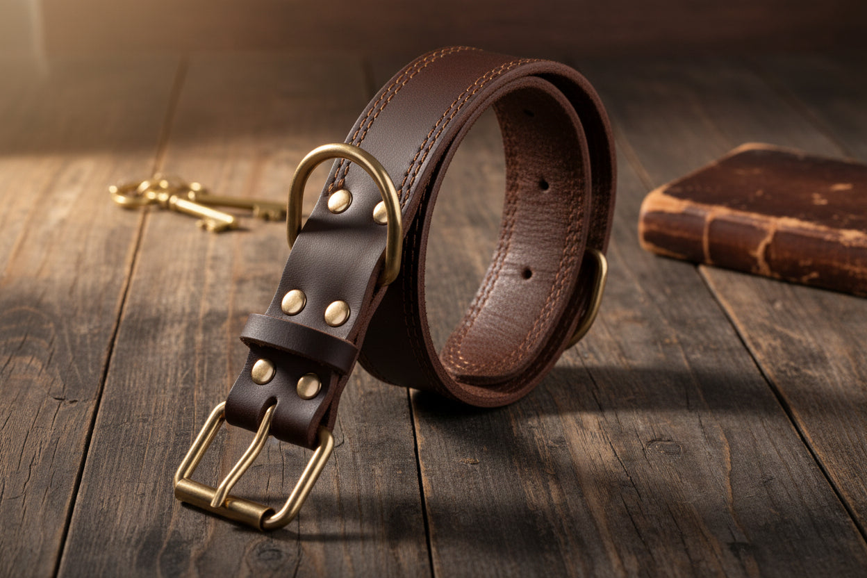 Der Waldläufer: Echtes Vintage-Lederhalsband mit Kupfer-Finish