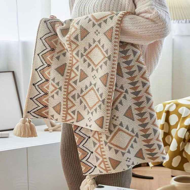 Vintage Dream: Deine Kaschmir-weiche Boho-Decke 'Cloud Mink' mit Quasten