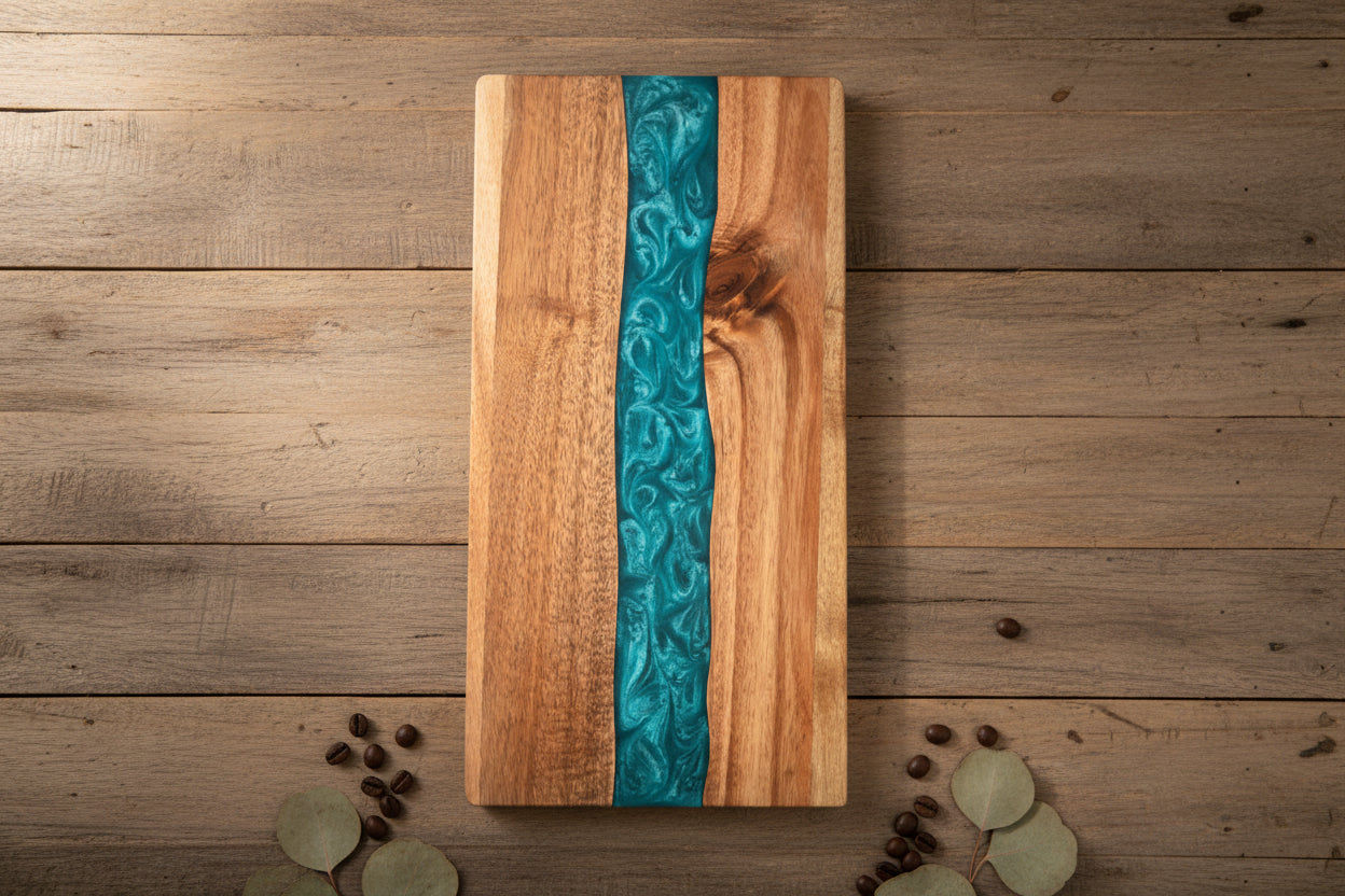 Ocean Wave – Akazienholz & Resin Servierboard