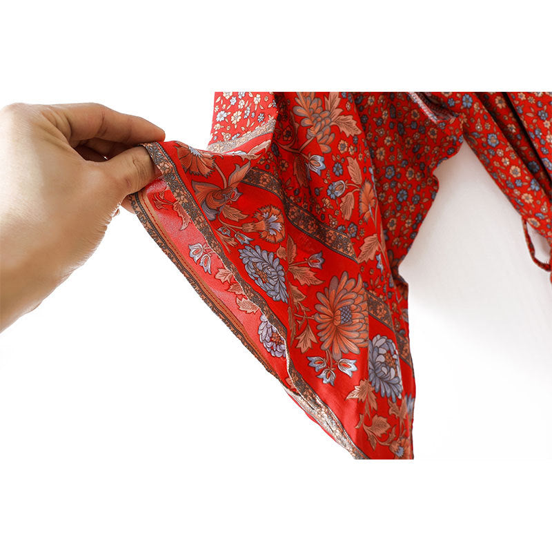 Autumn Ember: Boho-Kimono aus reiner Baumwolle mit Ethno-Saum & Vintage-Vibe