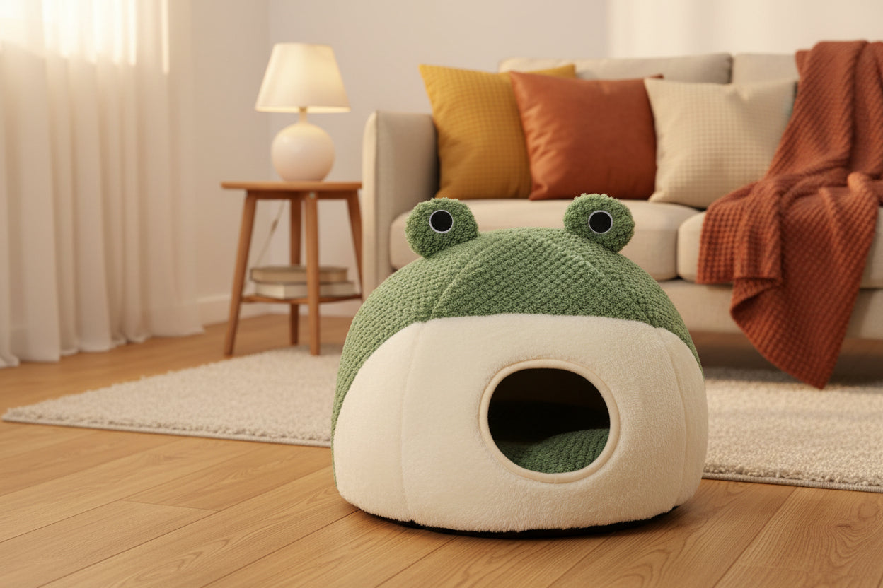 Froggy Hug: Kuscheliges Haustierbett im Frosch-Design