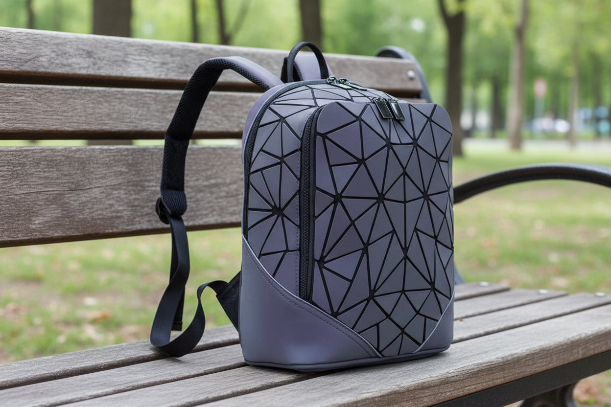 Prism Glow – Geometrischer Rucksack mit Lumineszenz-Effekt