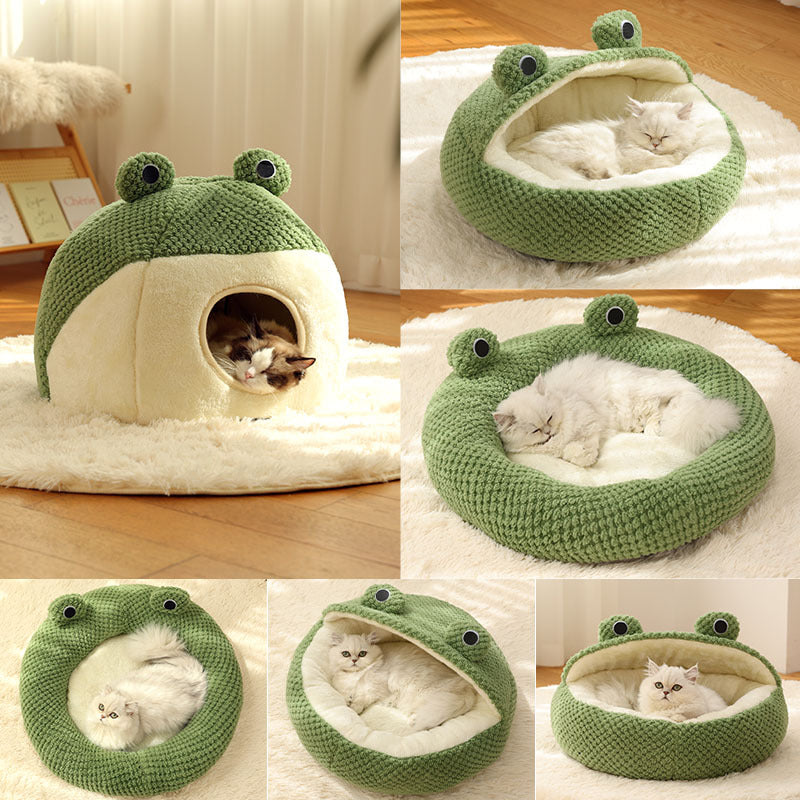 Froggy Hug: Kuscheliges Haustierbett im Frosch-Design