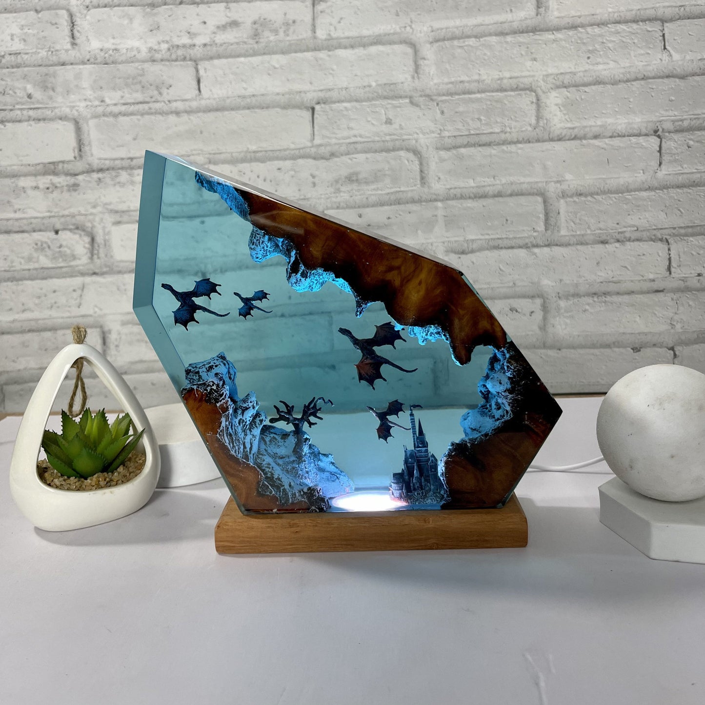 3D Drachen-Lampe aus Resin – Epische Feuer- & Eisdrachen Tischleuchte als Fantasy-Deko & Nachtlicht