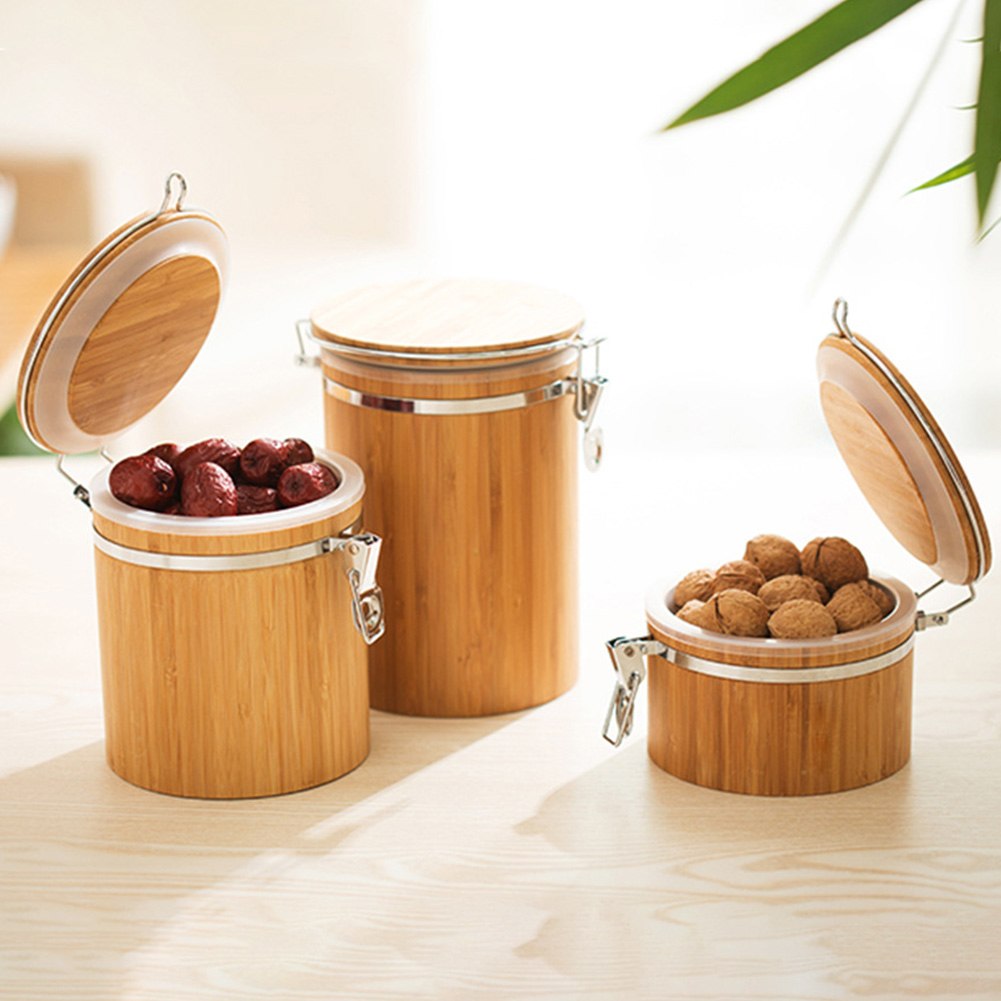 Bamboo Shelter: Luftdichtes Vorratsglas aus reinem Bambus mit Edelstahl-Verschluss
