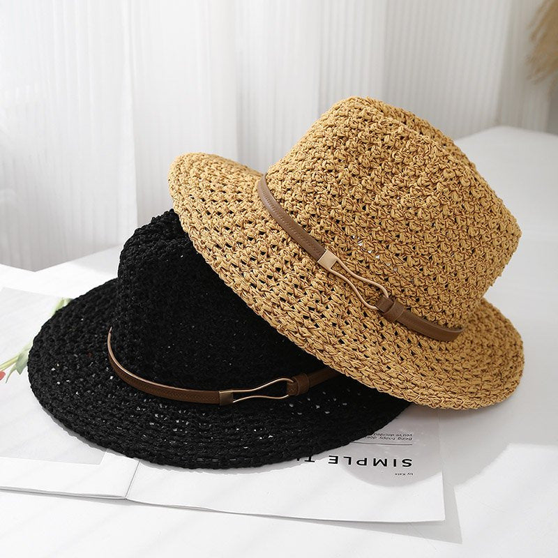 Eleganter Damen-Panama mit flachem Rand – Sonnenschutz für Sommer & Festivals