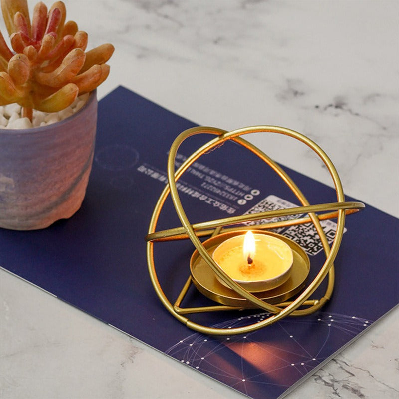 Geometrischer Kerzenhalter aus Eisen – Boho Deko in Gold & Schwarz
