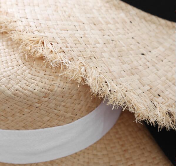 Lafite Strohhut mit breiter Krempe – Eleganter XL-Sonnenhut aus Naturgras mit Kontrastband für Strand & Urlaub