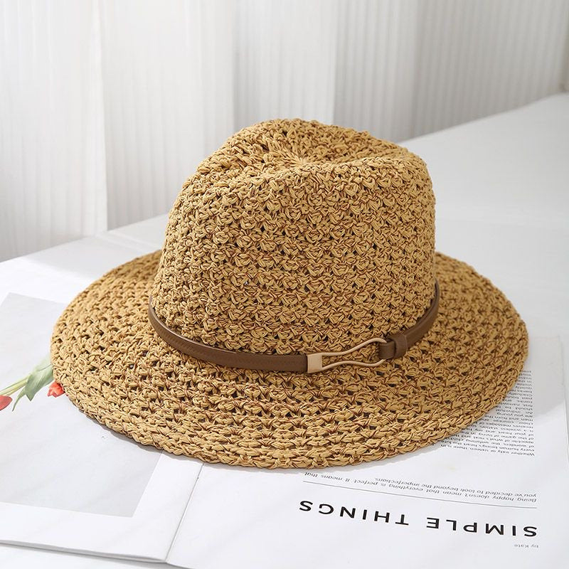 Eleganter Damen-Panama mit flachem Rand – Sonnenschutz für Sommer & Festivals