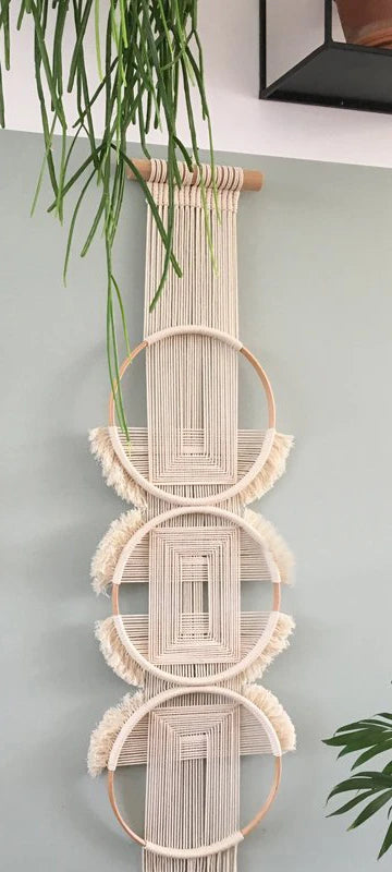 Kreativer Handgewebter Macrame Wandbehang – Mandala-Stil Baumwoll-Tapestry mit Bambus-Rahmen für Haus & Raumdeko