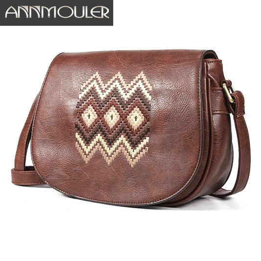 Annmouler Vintage Schultertasche mit Stickerei – Stilvolle Handtasche für Frauen, Messenger Bag & Crossbody Bag