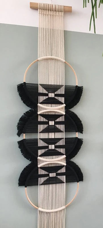 Kreativer Handgewebter Macrame Wandbehang – Mandala-Stil Baumwoll-Tapestry mit Bambus-Rahmen für Haus & Raumdeko