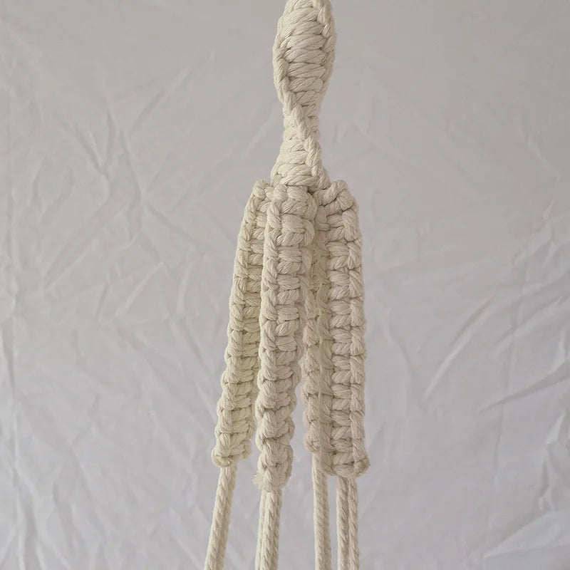 Handgefertigtes Makramee Regal – Boho Pflanzenhalter mit Holzplatte für Schlafzimmer & Heimdekoration