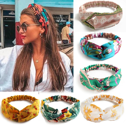 Bohemian Vintage Sommer Haarschmuck für Frauen und Mädchen – Stylische Haarbänder mit Kreuz-Print, Turban-Bandagen und Bandanas