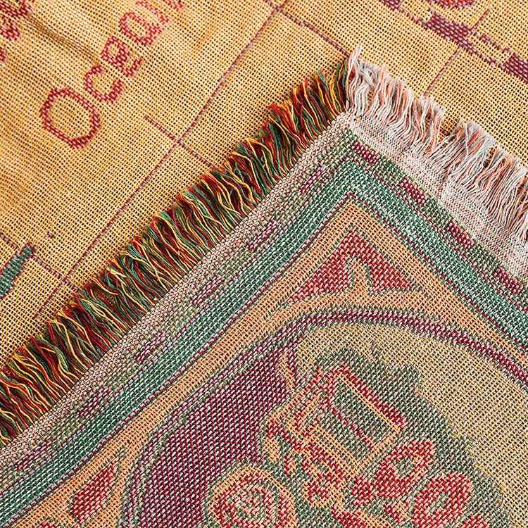 Wanderlust & Geborgenheit: Deine gewebte Boho-Multifunktionsdecke 'Weltkarte