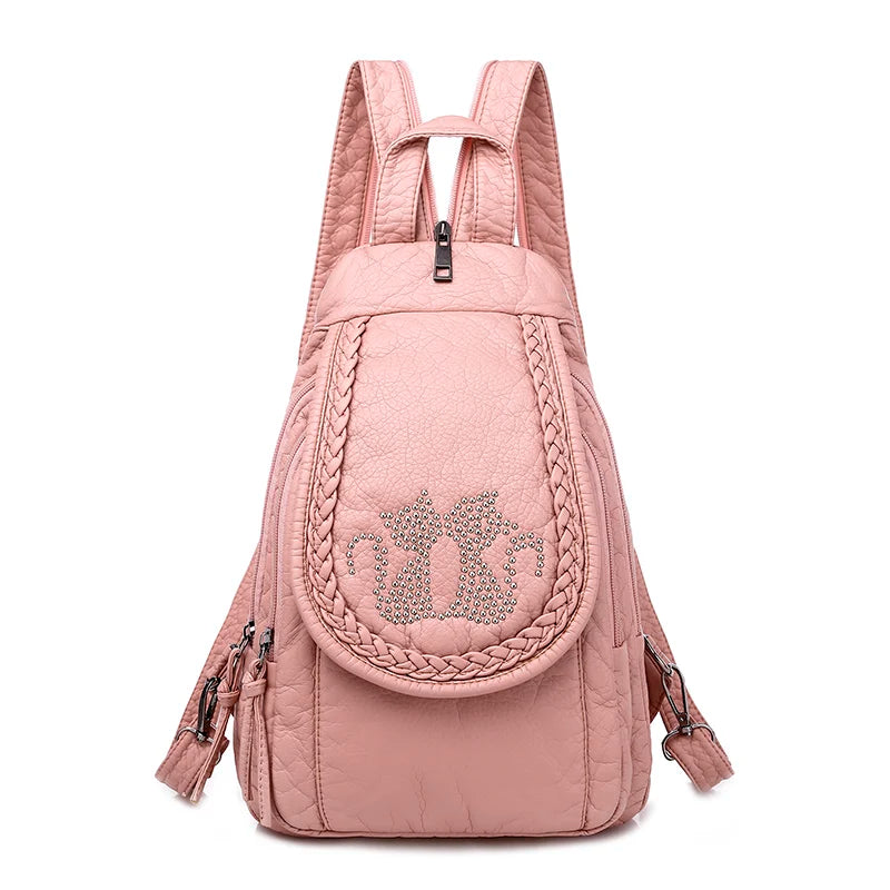 Neue Designer Damen Rucksack aus hochwertigem Leder mit Stickerei – Große Kapazität, stilvoller Travel Backpack