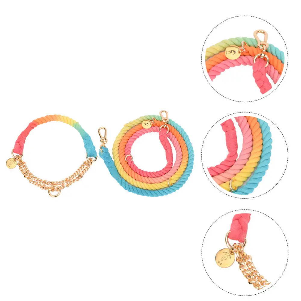 Chroma Drift – Handgeflochtenes Boho-Halsband & Abenteuerleine Set