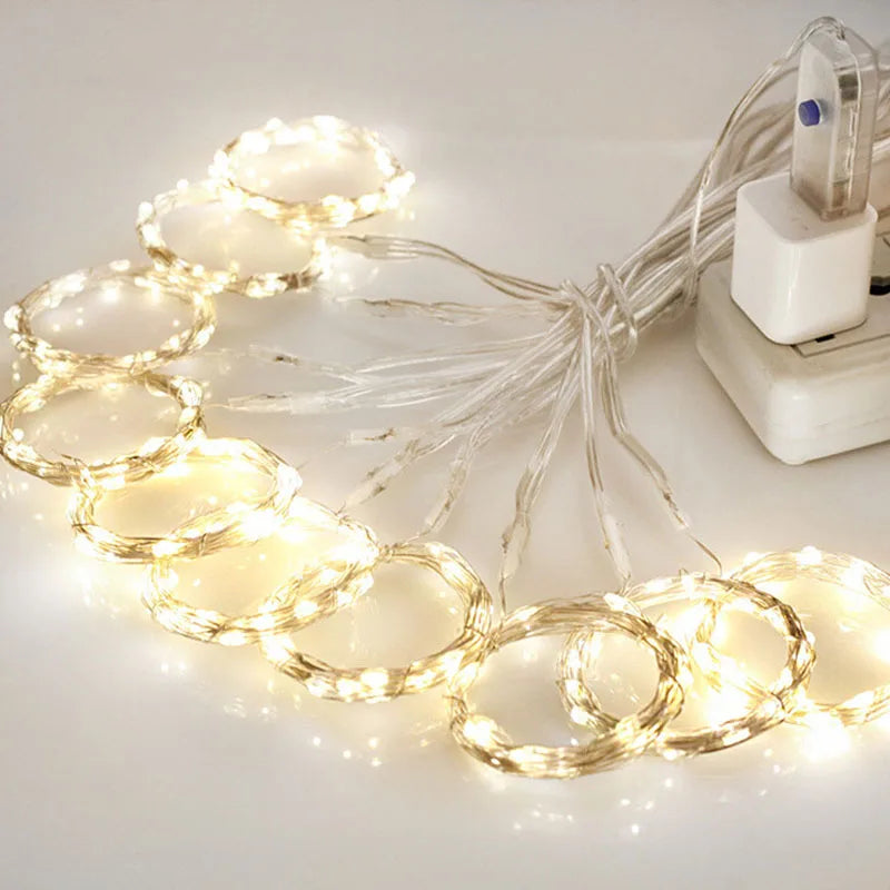 3M LED Curtain Lamp USB String Lights Remote Control Fairy Light Garland For New Year Christmas Home Wedding Decoration