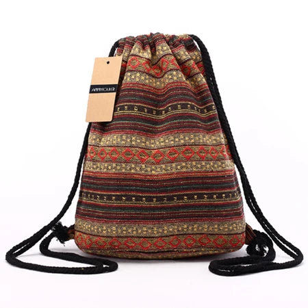 Annmouler Vintage Aztec Bohemian Rucksack für Damen – Gypsy Hobo Tasche mit Kordelzug im Ethno-Stil