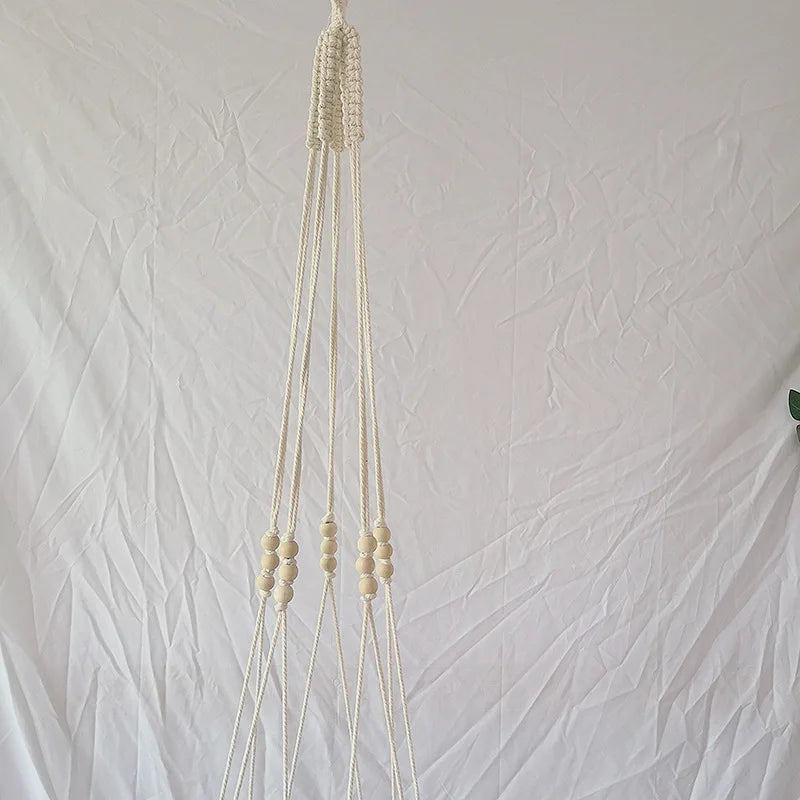 Handgefertigtes Makramee Regal – Boho Pflanzenhalter mit Holzplatte für Schlafzimmer & Heimdekoration