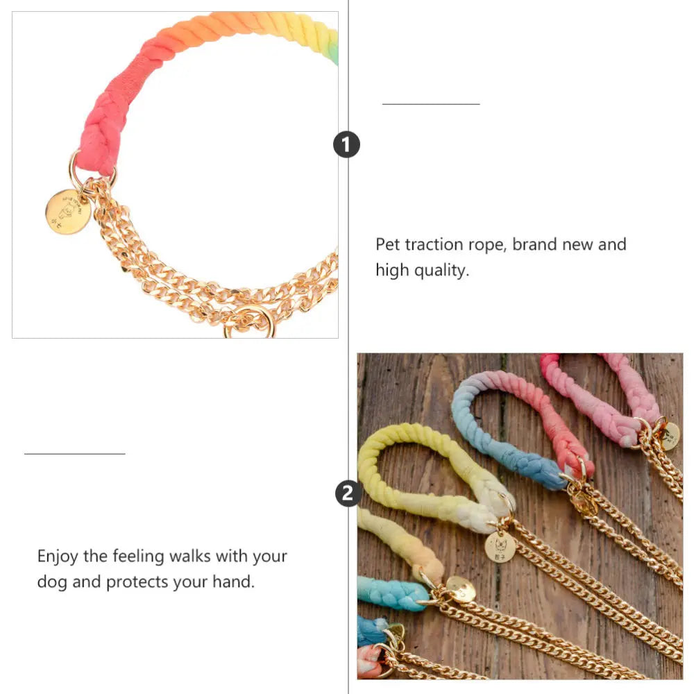 Chroma Drift – Handgeflochtenes Boho-Halsband & Abenteuerleine Set