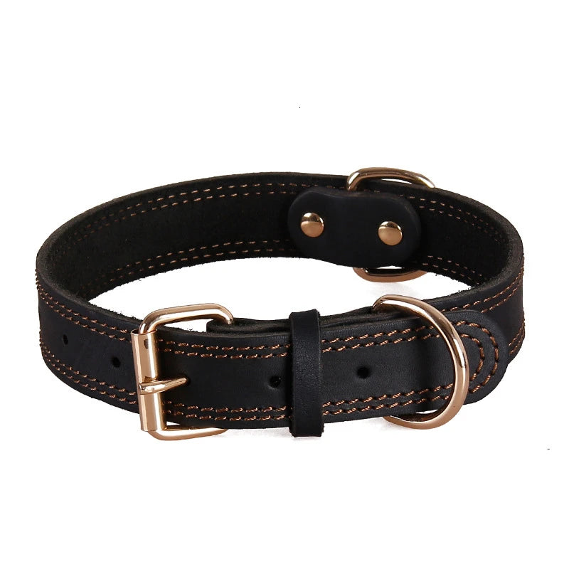 Benepaw Hundehalsband aus echtem Leder – Robustes, Vintage Halsband mit Doppel-D-Ring für mittelgroße und große Hunde