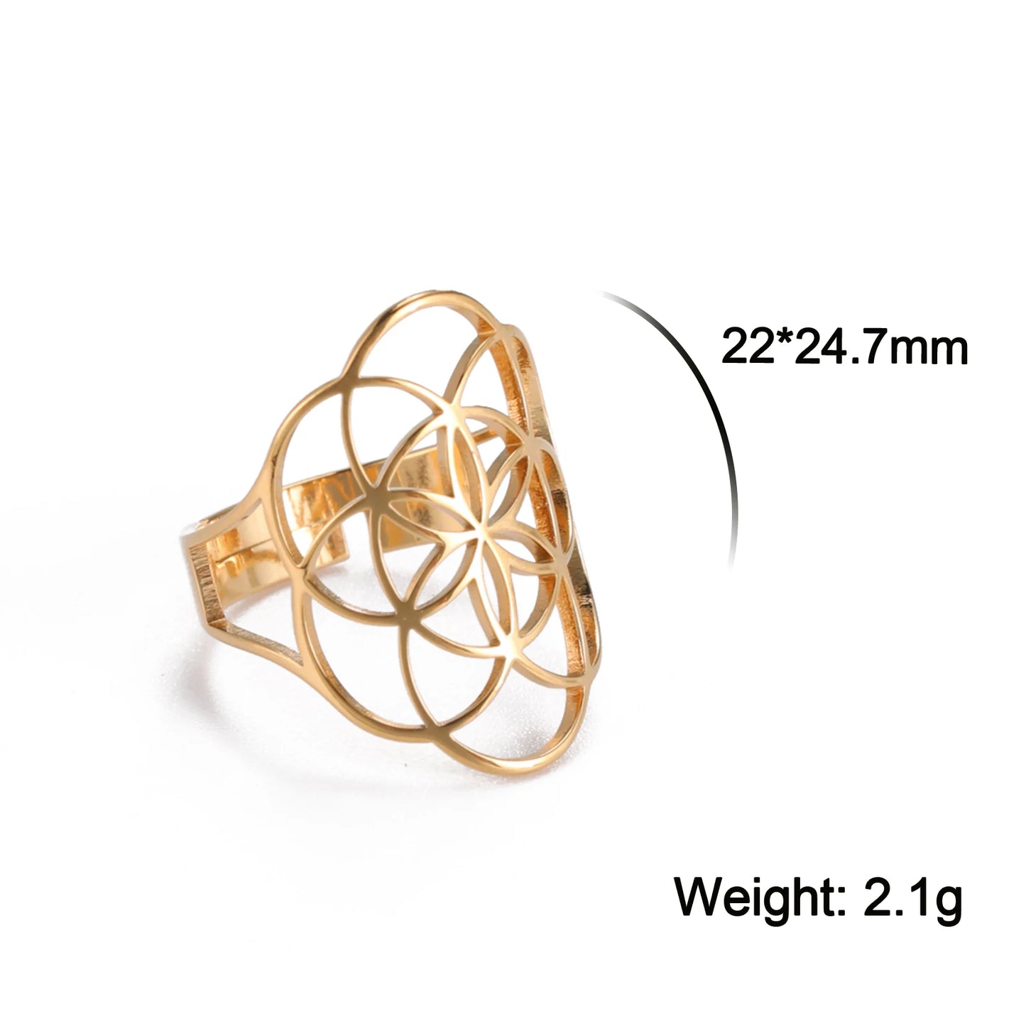 Unift Flower of Life Ring – Verstellbarer Edelstahlring für Damen und Herren | Vintage Geometrisches Design