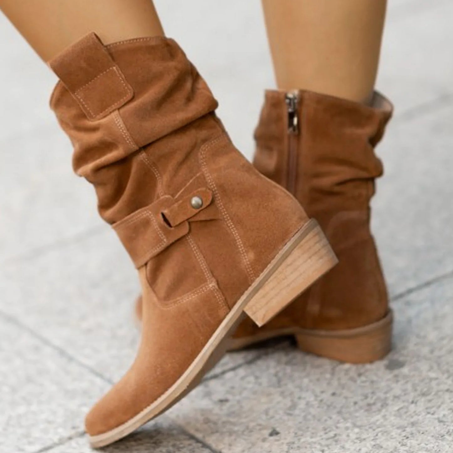 Stilvolle Damen Ankle Boots für den Winter – Klassische Suede Stiefeletten mit niedrigem Absatz, Komfortabel & Leicht