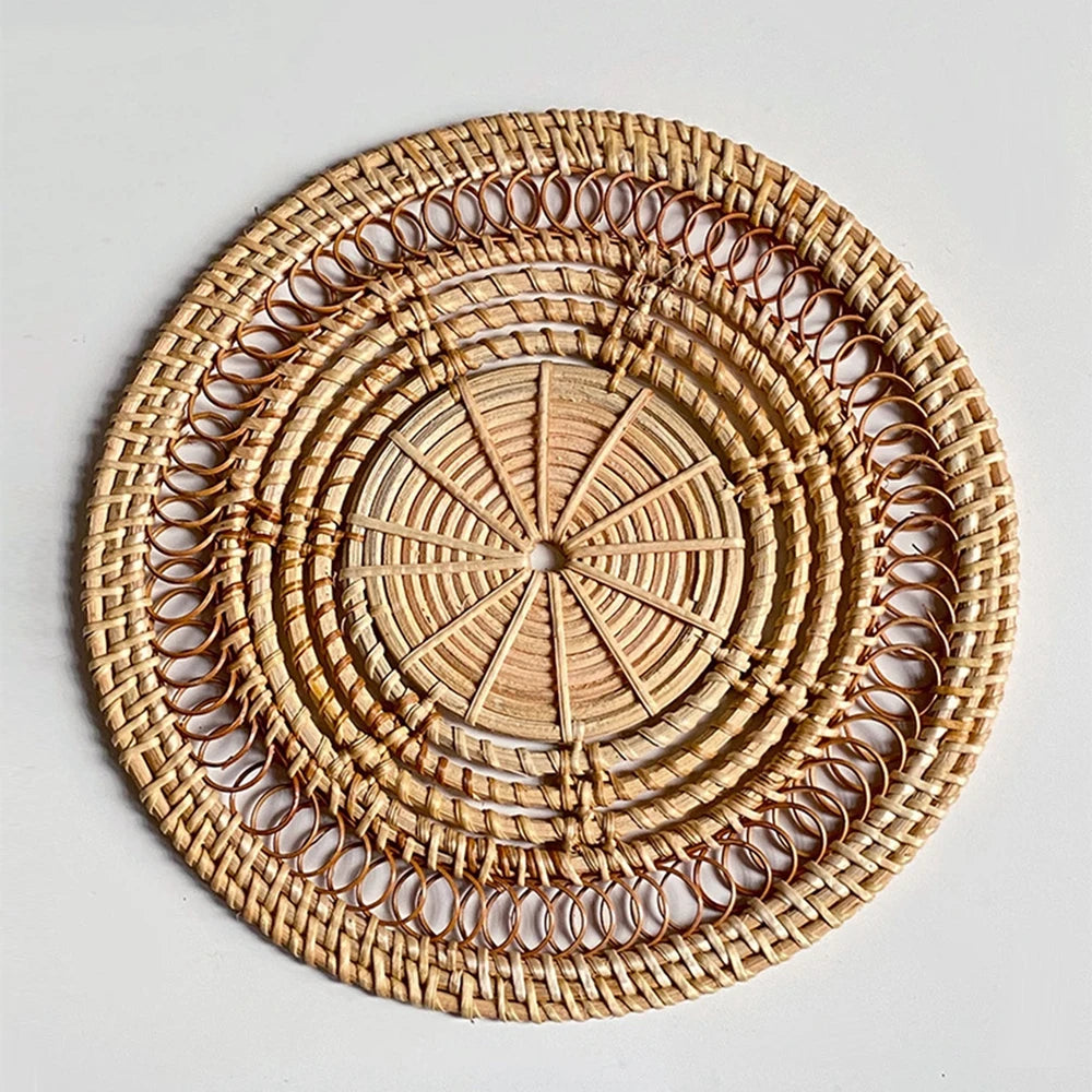 Handgefertigte Rattan Macrame Platzsets – Boho Coaster mit Fransen für Esszimmer, Küche & Hochzeitsdekoration